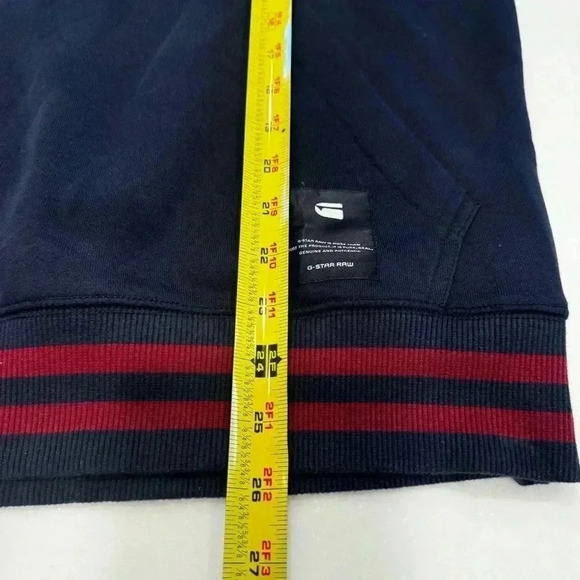 G Star Raw Hoodie Mens S Navy Pullover Striped Embroidered Logo - Picture 8 of 8
